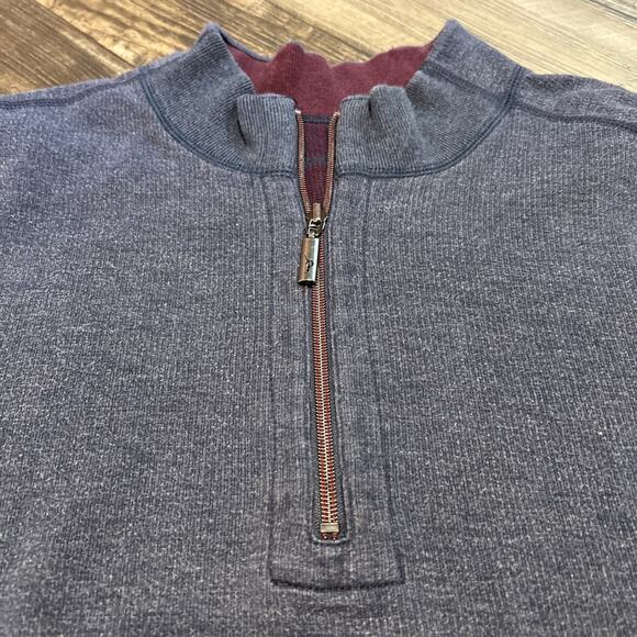 Tommy Bahama Men’s Blue Red Reversible Quarter Zip Pullover Sweatshirt 2XL - Picture 2 of 8